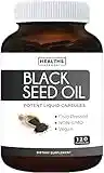 Black Seed Oil - 120 Softgel Capsules Skin Health (Non-GMO & Vegan) Premium Cold-Pressed Nigella Sativa Producing Pure Black Cumin Seed Oil with Vitamin E - 500mg Each, 1000mg Per 2 Capsule Serving