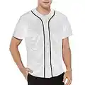 TOPTIE Maillot de Baseball uni pour Homme Chemises boutonnées Uniformes de Sports d'équipe-Blanc Noir-S