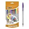 BIC Cristal Multi Colour Ballpoint Pens, Assorted Colors Every-day Biro Pens with Wide Point (1.6 mm), Pack of 20