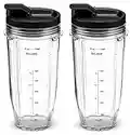 24OZ Cup for Compatible with Nutri Ninja Blender Replacement Parts with Spout Lids for Compatible with Nutri Ninja Blenders 900W BL450 and 1000W Auto-iQ BL480 BL482 BL482-30 BL682 (2Pack) by Poweka