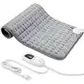 Heating Pad, Electric Heating Pad for Dry & Moist Heat, Electric Heat Pad with Multiple Temp & Timer Settings, Auto Shut Off, for Shoulders, Neck,Abdomen, Back,Limbs,etc. (24''×12'', Silver Gray)