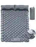 Almohadillas de camping para dormir 2 personas – Almohadilla de dormir ultraligera con almohada de 2.7 pulgadas de grosor para coche, camping, mochilero, senderismo – gris