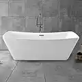 BHBL 67 In Seamless Freestanding Bathtub Contemporary Soaking Tub with Chrome Overflow White Acrylic (DK-SLDYG853)