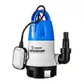 DEKO Pompa sommergibile portatile 400W 8000L/H Pompa acqua pulita/sporca Piscina Vasca da giardino Scarico per laghetto con interruttore a galleggiante e cavo lungo 10 m