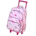 VASCHY Zaino Trolley, Valigia Bambina Dinosauro Rosa Zaino Scuola Trolley Zaino Scuola Elementare Trolley Bambina Zaino con Ruote da Trekking Viaggio Trolley 2 in 1 Trolley Bambina Regalo per Bambina