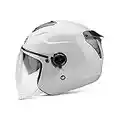 BOSEMAN Casco de Motocicleta con Visera, Adecuado para ciclomotores, Scooters, cruceros, Pase la Prueba de colisión para Cumplir con la Seguridad Vial（Blanco）