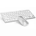 Wireless Bluetooth Keyboard and Mouse Combo, OMOTON Keyboard with Mouse for iPad（iPadOS 13 and Above）, Other Bluetooth Enabled Devices, Silver White