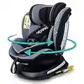 Reecle 360 Swivel Baby Car Seat with ISOFIX, Group 0+1/2/3 (0-36 kg), Approx. 0-12 Years (Black)