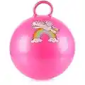 com-four® Palla rimbalzante con Motivo Unicorno - Palla rimbalzante per Bambini in Rosa - Adatta per Interni ed Esterni - Gonfiabile (01 Pezzi - Rosa)