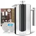 Bellemain French Press - Double Wall Pot Keeps Coffee Warm - Coffee and Tea Maker - Stainless Steel - 35 fl. oz. - 2-Year Warranty