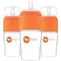 PopYum 9 oz Orange Anti-Colic Formula Making/Mixing/Dispenser Baby Bottles, 3-Pack (with #2 Nipples)