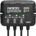 NOCO Genius GEN5X3, 3-Bank, 15-Amp (5-Amp Per Bank) Automatic Waterproof Smart Marine Charger, 12V Onboard Battery Charger, Battery Maintainer and Battery Desulfator with Temperature Compensation