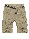 Jessie Kidden Men's Cargo Hiking Shorts Quick Dry Lightweight Elasticated Waist Outdoor Summer Walking Fishing Safari Cycling Casual Half Pants #2026-Khaki-2XL 36