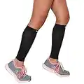 CALF Copper Compression SLEEVES by COPPER HEAL (1 Pair) - Best for doing Exercise as well as Sport Recovery - Calf Muscle Strains Shin Splints Leg Socks Men and Women - Calfs sleeve Guard for Running Marathon Soccer Rugby Walking Crossfit Tennis Football Golf Cycling Maternity Travel Nurses Flight Gym Work Medical - Black (MEDIUM)