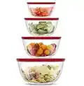 JoyJolt Kitchen Mixing Bowls. 8pc Glass Bowls with Lids Set – Neat Nesting Bowls. Large Mixing Bowl Set Batter Bowl, Cooking Bowls, Storage Bowls with Lids and Big Salad Bowl with BPA-Free Lids