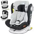 KIDIZ® Kindersitz Baby Autositz Kinderautositz Isofix Top Tether 360° drehbar Gruppe 0/1/2/3 ab Geburt 0-36kg Mit Sonnenschutzdach Seitenschutz 5 Punkt Gurt Kopfstützenverstellung ECE R44/04 Anthrazit