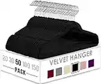 Utopia Home Pack of 50 Premium Non Slip Velvet Hangers 360 Degree rotatable Hook Durable & Slim Coat Hangers - Pant Hangers - Black