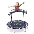 Trampolín para niños, para interior y exterior, plegable, con pasamanos, diseño lindo, cama elástica para niños y niñas a partir de 3-6 años, diámetro de 97 cm, carga hasta 50 kg (B)