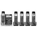 Panasonic Link2Cell Bluetooth Cordless Phone System with HD Audio, Voice Assistant, Smart Call Block and Answering Machine, Expandable Cordless System - 5 Handsets - KX-TGF675S (Black/Silver Trim)
