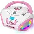 TinyGeeks Tunes Kids Lecteur CD Enfant NOUVEAUTÉ 2023 + Radio FM + Piles incluses + Lecteur CD Radio Bleu Mignon avec Haut-parleurs + Le Cadeau Parfait pour Les Enfants et Les Tout-Petits - Rose