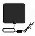 Antenna TV da Interno, Antenna HDTV Digitale Intelligente 150 Miglia, Applicabili per Canali Locali con Amplificatore di Segnale Supporta 1080P 4K Amplificatore con Cavo Coassiale 13 piedi(Nero)