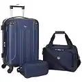 Travelers Club Sky+ Luggage Set, Expandable, Navy Blue, 3 Piece Set