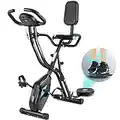 ANCHEER Vélo d'Appartement Pliable Vélo d’Exercice APP 10 Niveaux de Resistance magnétique, Vélo de Fitness avec Support pour Tablette/Téléphone & Siège Large et Confortable (Noir (Avec Dossier))