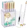 Ohuhu Dual Brush Pen Pastel Markers, 24-Pack Art Marker, Blendable, Brush and Fine Tip Markers Perfect for Planners, Journals, Doodling, Coloring, Calligraphy, Fine Art, Brush Lettering