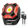 CARELITE Rechargeable Work Light with 360° Rotating Magnetic Base, Tough Built 700 Lumens Magnet Light Compact Waterproof Portable Mini Floodlight for Mechanics Garage and Outdoor Use (Red)