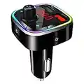 Bluetooth 5.0 Car FM Transmitter,QC3.0 Wireless Bluetooth Car Adapter Mp3 Music Player Car Kit with Hands-Free Calling and 2 USB Charge,LED Backlit,Play TF Card/USB for All Smartphones Audio Players