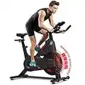 Yoleo Indoor Cycling Magnetic Resistance Exercise Bike (2022 Upgraded New Version), Heavy Duty Flywheel, Super-Silent, LCD Monitor, Pulse Sensor, Water Bottle Holder, Home Gym Stationary Bike (Red)