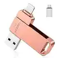 256 Go Cle USB pour iPhone Apple Certifié,Vackiit Clé USB C Lightning Photo Stick USB 3.0 Flash Drive Stockage Externe Mémoria USB pour iPhone iPad Mac iOS Android PC avec MFI Lightning,USB 3.0,Type C