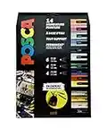 POSCA - Uni Mitsubishi Pencil - Maxi Pack Multi-Pointes - 14 Marqueurs Peinture à Base d'Eau - Tout Support - Couleurs et Pointes Assorties - Pochon Offert