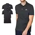 Kappa - Lot de 2 polos Venist pour homme - Avec logo imprimé - Polo basique à manches courtes pour le sport, les loisirs et le bureau, Gris, XXXXL