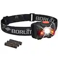 BORUIT LED Headlamp Flashlight AAA Battery Head Lamp - 4 Mode Super Bright Red White Light Headlight Kids Adult Hunting Running Fishing Camping Gear