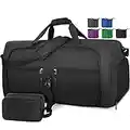 Lubardy Bolsa de Viaje Hombre Plegable Ligera Bolsa Deporte con Compartimento Zapatos 65L Impermeable Bolsa Fin de Semana Maleta de Viaje Weekend Cabina de Equipaje Negro