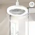 Enwinup LED Ceiling Fan with Lights 10.2in E27 LED Fan Light 30W 6500K Cold White Multifunctional Ceiling Light with Fan for Living Room Kitchen Corridor Garage Basement