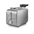 De'Longhi CTX2203.S Tostapane con Pinze, Controllo Progressivo del Grado di Tostatura, 3 funzioni, Cassetto Raccoglibriciole, Piedini Antiscivolo, Potenza 550 Watt, Plastica, SILVER