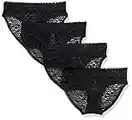 Amazon Essentials Women's Lace Stretch Bikini Brief Underwear, Pack of 4, Black, X-Large