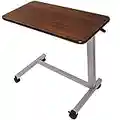 Vaunn Medical Adjustable Overbed Bedside Table with Wheels (Hospital and Home use)