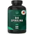 Bio Spirulina Presslinge - 600 Tabletten (500mg) Hochdosiert - 100% Reine Spirulina Algen aus kontrolliert biologischem Anbau ohne Zusätze - Vegan, Laborgeprüft, Deutsche Produktion - TRUE NATURE®