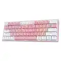 Redragon K617 60% Wired RGB Gaming Keyboard, 61 Keys Compact Mechanical Keyboard w/White & Pink Mixed-Colored Keycaps, Linear Red Switch, Pro Driver Support