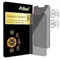 Ailun 2Pack Privacy Screen Protector for iPhone 13 Pro[6.1 inch Display] + 2 Pack Camera Lens Protector, Anti Spy Private Tempered Glass Film,[9H Hardness] - HD [Black][4 Pack]