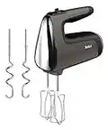 Tefal HT650E Power Mix Silence Handmixer | 600 Watt | variabler Geschwindigkeitsregler | Turbo- und Auswurf-Funktion | extrem leiser Motor | inkl. 2 Rührbesen und 2 Knethaken | Grau