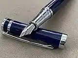 Rhapsody Luxury 3035 Executive Steel Fountain Pen in NAVY BLUE Ink Pens ~ 0.5mm Medium-Fine Nib + 5 BLACK Cartridges.(3035 Pen NAVY BLUE, Pen + 5pk Cartridges (Black Ink))