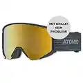 Atomic, All Mountain Ski Goggles, Unisex, For Cloudy to Sunny Weather, Large Fit, Compatible with Eyewear, Savor Big Stereo, Grey/Yellow Stereo, AN5105986