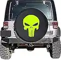 mural stickers ADESIVO TESCHIO THE PUNISHER - 4x4 OFF ROAD - US ARMY - FUORISTRADA - STICKER PER COPRIRUOTA JEEP - ADESIVO PER RUOTA DI SCORTA - VINILE PVC PER AUTO CAMPER FURGONI VERDE ACIDO 35 x 25 cm