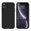 iPhone XR Case Liquid Silicone, GUAGUA Soft Gel Rubber Slim Lightweight Microfiber Lining Cushion Texture Cover Shockproof Protective Anti-Scratch Phone Cases for iPhone XR 6.1-inch, Black