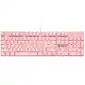 Merdia Mechanical Keyboard Gaming Keyboard with Red Switch Wired White LED Backlit Keyboard Full Size 104 Keys US Layout(Pink)