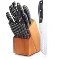 Aoresac Coltelli da Cucina Set, 15 Pezzi Ceppo Coltelli Professionali con Ceppo Blocco in Legno,in Acciaio Inossidabile,Chef Cutters Set Manico in ABS Full Tang Set Premium